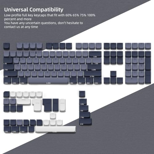 Womier Low Profile Keycaps - PBT Shine Through Keycaps | Mechanical Keyboard Caps, Custom Key caps Full Size for 60 65 75 100 Percent Cherry MX Switches Mechanical Keyboard, Gray - color: Dark Grey