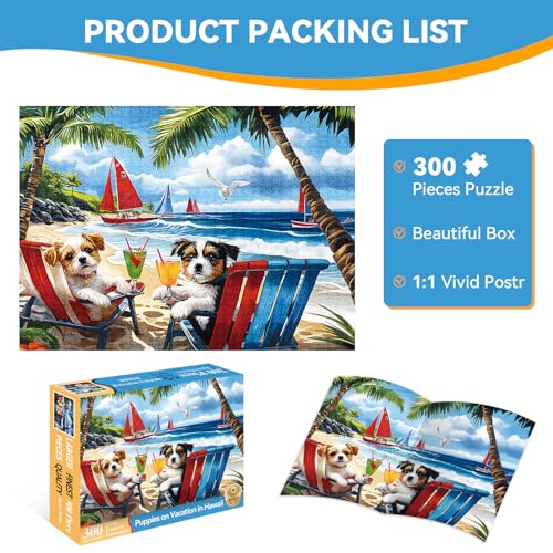 300 Piece Jigsaw Puzzle for Adults, Kids, and Seniors – Cute Dogs Puzzle, Large Pieces, Eco-Friendly Recycled Cardboard, Perfect Family Activity and Gift Idea (20.5 x 15 in)