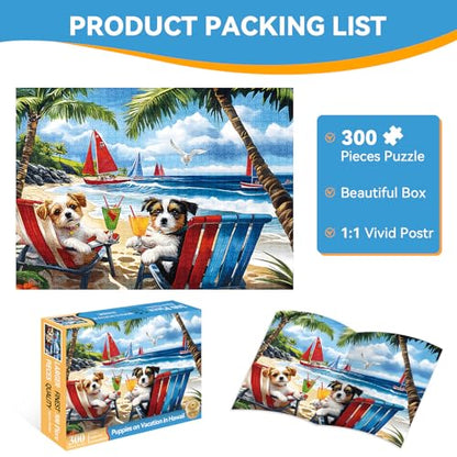 300 Piece Jigsaw Puzzle for Adults, Kids, and Seniors – Cute Dogs Puzzle, Large Pieces, Eco-Friendly Recycled Cardboard, Perfect Family Activity and Gift Idea (20.5 x 15 in)