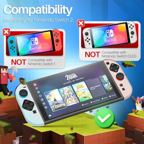 TNP JoyCon 2 Case Cover for Nintendo Switch 2 2025 - Soft Anti-Slip Silicone Protective Skin with Thumb Grip Caps Compatible with Nintendo Switch 2 Joy-Con 2 Controllers, 2 Pack (White) - color: White