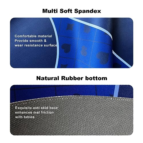 94 x 47 Inch Poker Mat with Stronger Sewn Edges, 10 Players Texas Hold'em Poker Rubber Mat Poker Topper for Tables, Folding Portable Poker Table Top Layout w/Carrying Bag for Poker Games, Blackjack - color: 94x 47 Inch Blue