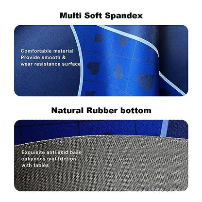 94 x 47 Inch Poker Mat with Stronger Sewn Edges, 10 Players Texas Hold'em Poker Rubber Mat Poker Topper for Tables, Folding Portable Poker Table Top Layout w/Carrying Bag for Poker Games, Blackjack - color: 94x 47 Inch Blue