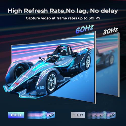 XIIXMASK USB 3.0 Video Capture Card, 1080P 60FPS Capture with HDMI Loop-Out | Capture card for PS5, Switch, PC & cameras. Features zero-delay loop-out for smooth recording & streaming.