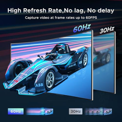 XIIXMASK USB 3.0 Video Capture Card, 1080P 60FPS Capture with HDMI Loop-Out | Capture card for PS5, Switch, PC & cameras. Features zero-delay loop-out for smooth recording & streaming.