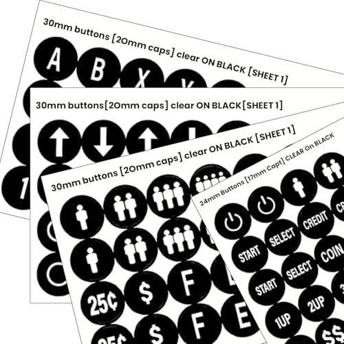Arcade Button Stickers 24mm 30mm Die Cut Labels for Arcade Cabinet | Black Arcade Button Stickers Compatible only with 24mm & 30mm arcade buttons, not for PlayStation/Xbox handheld controllers - color: Game Button Labels Stickers Black* 4 Pcs