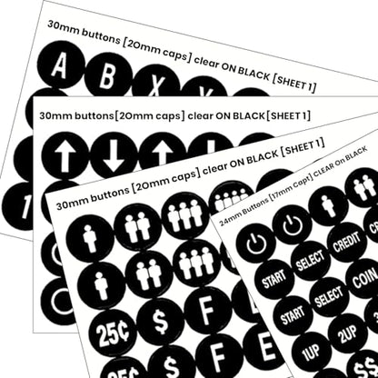 Arcade Button Stickers 24mm 30mm Die Cut Labels for Arcade Cabinet | Black Arcade Button Stickers Compatible only with 24mm & 30mm arcade buttons, not for PlayStation/Xbox handheld controllers - color: Game Button Labels Stickers Black* 4 Pcs