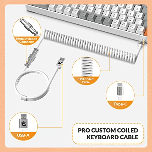 ZIYOU LANG 65% Wired RGB TKL Portable Mechanical Gaming Keyboard Light Gray Red Switch with Coiled Cable and White Cloud Wrist Rest for PC Mac Gamer