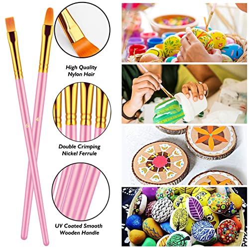 Paint Brushes Set, 20 Pcs Paint Brushes for Acrylic Painting, Oil Watercolor Acrylic Paint Brush, Artist Paintbrushes for Body Face Rock Canvas, Adult Drawing Arts Crafts Supplies, Pink - color: Pink
