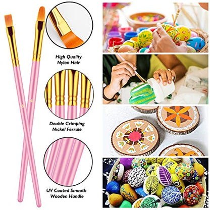 Paint Brushes Set, 20 Pcs Paint Brushes for Acrylic Painting, Oil Watercolor Acrylic Paint Brush, Artist Paintbrushes for Body Face Rock Canvas, Adult Drawing Arts Crafts Supplies, Pink - color: Pink