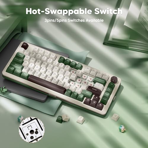 Redragon K681 Pro Wireless Mechanical Keyboard, Gasket Mounted RGB Gaming Keyboard with Volume Knob, MDA-Profile, Pre-Lubed Linear Switches, 81 Keys 75％ Tri-Mode Hot Swappable for PC/Xbox/PS (Matcha) - color: Matcha Green, size: Custom Linear Switches