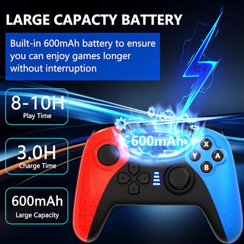 Wireless 2.4GHz Controller for Xbox One Controller with 7 Colors RGB Light,Compatible With Xbox Series S|X Consoles,Steam,PC,with 1000mAh Battery/Dual Vibration/Turbo/Programmable/3.5mm Audio Jack - color: Red Blue
