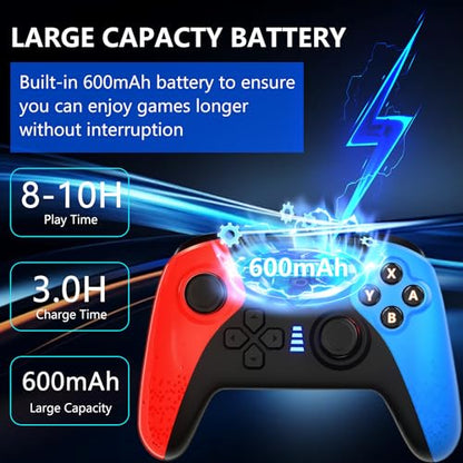 Wireless 2.4GHz Controller for Xbox One Controller with 7 Colors RGB Light,Compatible With Xbox Series S|X Consoles,Steam,PC,with 1000mAh Battery/Dual Vibration/Turbo/Programmable/3.5mm Audio Jack - color: Red Blue