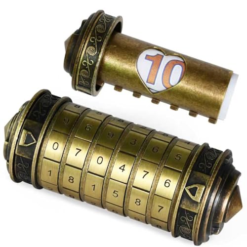 Cryptex Da Vinci Code Numeric, Money Puzzle Box for Cash Gift with Secret Hidden Compartments Birthday Xmas for Men & Women Escape Room Brain Teaser Puzzle Toy Presents - color: Bronze