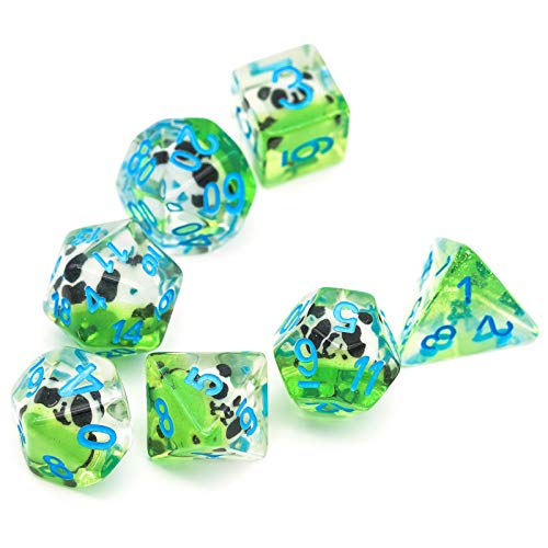 Cusdie 7-Die DND Dice, Polyhedral Dice Set Filled with Animal, Animal Dice Set for Role Playing Game D&D Dice (Panda) - color: Panda