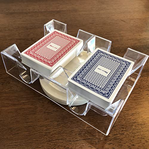 Yuanhe 2 Deck Rotating-Revolving Playing Card Tray, Card Holder (Pack of 2) - size: 7.24(L) x 5(W) x 2(H) inches (Pack of 2)