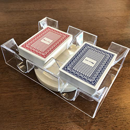 Yuanhe 2 Deck Rotating-Revolving Playing Card Tray, Card Holder (Pack of 2) - size: 7.24(L) x 5(W) x 2(H) inches (Pack of 2)