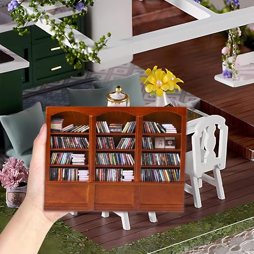 Mini Bookshelf with 240pcs Mini Books Sofa Desk Plant Dollhouse Bookshelf | Tiny Small Bookshelf Dollhouse Decor Shake Away Your Anxiety for Book Lovers Gift Home Room Office - style: Mini Books with Big Bookshelf