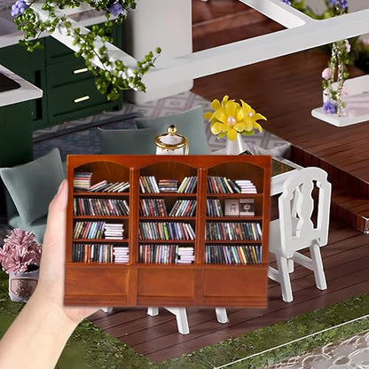 Mini Bookshelf with 240pcs Mini Books Sofa Desk Plant Dollhouse Bookshelf | Tiny Small Bookshelf Dollhouse Decor Shake Away Your Anxiety for Book Lovers Gift Home Room Office - style: Mini Books with Big Bookshelf