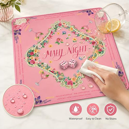 Mahjong Mat 31.5x31.5 Inch, Non-Slip Rubber 3mm American Mahjong Mat with Rules, Hand-Painted Look Noise Reducing Game Mat for Table (M Night) - color: M Night
