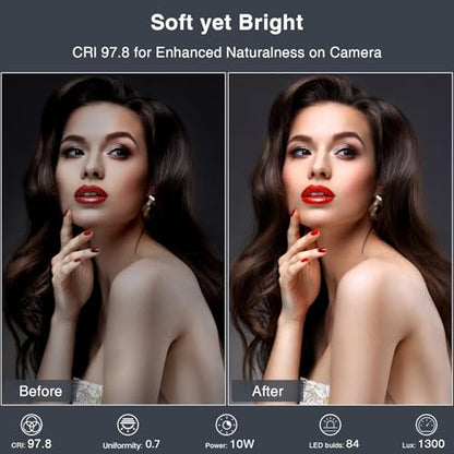 Lighting for Video Calls, 30 Light Modes Video Conference Light, Desk Ring Light with Stand for Webcam, Meetings, Live Stream, Home Office. CRI 97.8 - color: White