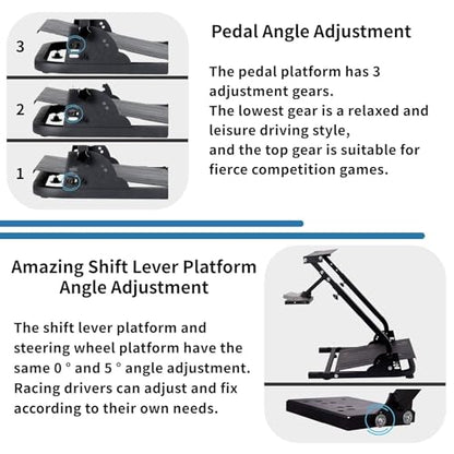 Hottoby Racing simulator cockpit Steering Wheel Stand Foldable&Multi-level Adjustable Fit for Logitech G25 G27 G29 G920 G923, for Thrustmaster T150 T248 T300 Gaming Simulator Cockpit,No Wheel Pedals