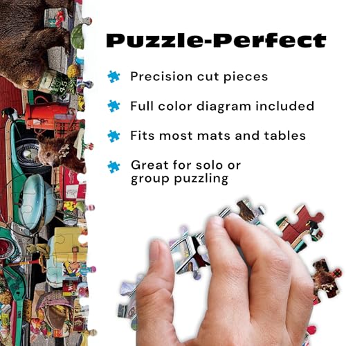 Buffalo Games - Yosemite Picnic - 300 Large Piece Jigsaw Puzzle for Adults | Art by Garry Walton, Made in USA, Easy-Grip Pieces, Recycled Board , Size: 21 x 15 in, With Poster, Frameable Art, Giftable - color: Yosemite Picnic