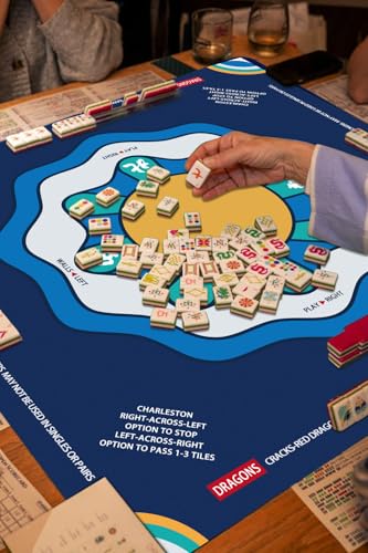 Mahjong Mat with Rule, 31.5x31.5Inch American Mahjongg Table Mat (Blue) | Anti-Wrinkle&Foldable Neoprene Mahjongg Travel Mat for Table with Learning Rule, Anti-Slip Noise Reduction Includes Carry Bag - color: Blue-
