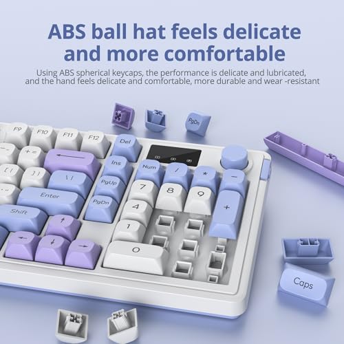 RGB Mechanical Feel Membrane Wireless Keyboard, Wired/Bluetooth/2.4G Silent ABS Ball Cap Gasket Structure Gaming Office Keyboard for PC/Mac/Win (Sea Salt Blue) - color: Sea salt blue