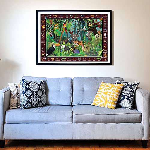 Think2Master Rainforest Jungle Animal 250 Pieces Jigsaw Puzzle for Adults & Seniors. Great Gift with Larger Pieces 14.2” X 19.3” - style: Rainforest Jungle
