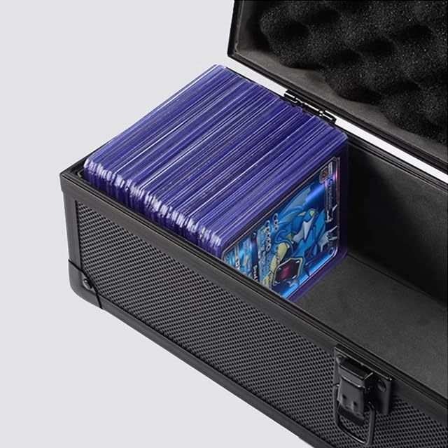Trading Card Storage Case for Graded Cards, Holds 43 Magnetic Card Holders or Card Slabs, Hard Shell Card Organizer Box with Foam Protection for Sports Cards & Collectible Trading Cards
