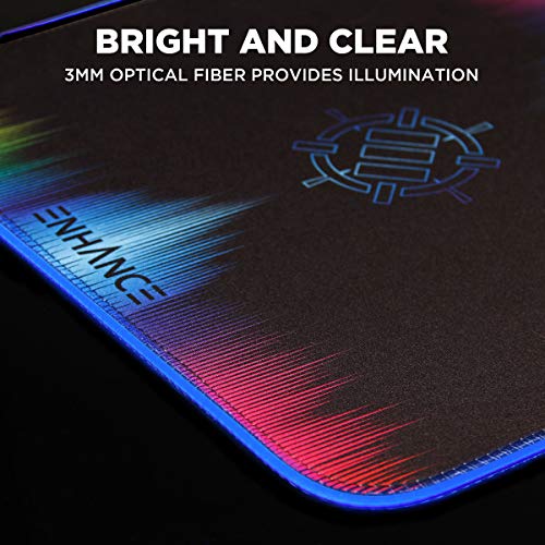 ENHANCE Small Mouse Pad with LED Lighting (13.3 X 10.8 inches) - Gaming Mouse Pad Desk Mat with 7 Color Options, 3 Lighting Effects, Smart Control Button, Non-Slip Rubber Grip - Multicolor - color: Multicolor and Black