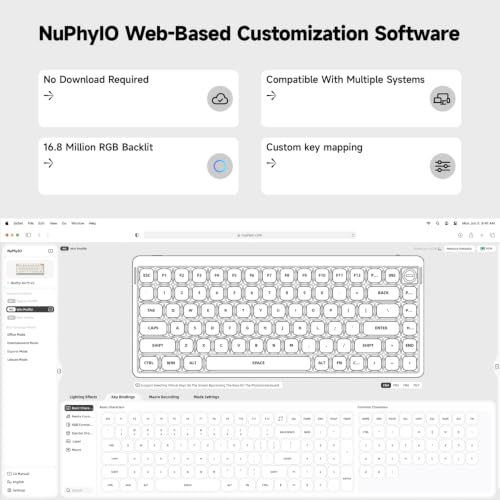 nuphy Air75 V3 Low Profile Mechanical Keyboard, 75% Custom Hot Swappable Wireless Keyboard with Gasket Mount, RGB Backlit, Multi-Device Bluetooth/2.4GHz/USB-C for Mac Windows, Black-Brown Nano Switch - color: Black, size: Brown nano Switch