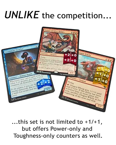 Futhark MTG Stat Counters/Buff Counters for Magic The Gathering - Set of 60 Color Coded MTG Tokens - Improved Gameplay with This Great Magic The Gathering Gift - style: MTG Stat Counters