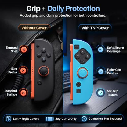 TNP JoyCon Cover for Nintendo Switch 2 Controller Case, Light Blue | 2-Piece Anti-Slip Skin Set for Left and Right Joy-Con 2 Controllers with Matching Thumb Grip Caps; Controllers Not Included - color: Light Blue