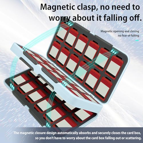 ONETIAOLONG Switch Game Case Holder for Switch 2 & OLED & Lite with 48 Cartridge Slots and 96 Micro SD Card Storage with Magnetic Closure,Protective Hard Shell and Soft Lining for Easy carrying - color: Blue, style: 48-slots
