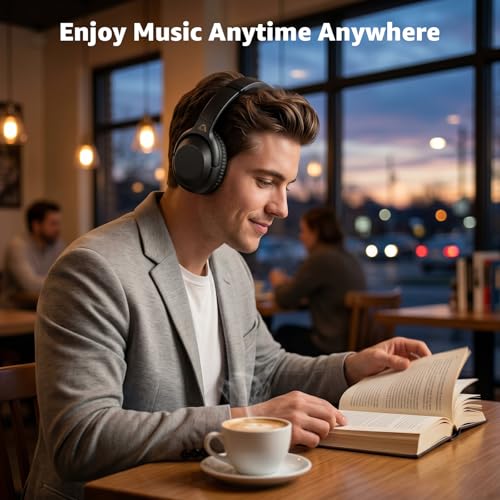 YMOO Noise Cancelling Headphones for Airplane, Wired Wireless ANC Headsets | Bluetooth 6.0 Over Ear Travel Headphones, LDAC Hi-Res Audio, 100H Playtime, Custom EQ via App
