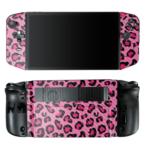Carbon Fiber Gaming Skin Compatible with Lenovo Legion Go - Pink Leopard - Premium 3M Vinyl Protective Wrap Decal Cover - Easy to Apply | Crafted in The USA by MightySkins - color: Pink Leopard, style: Carbon Fiber Textured Finish