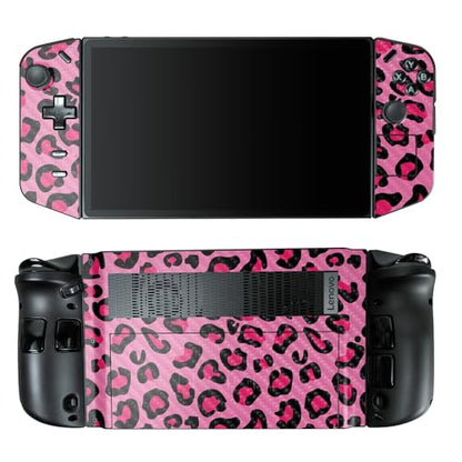 Carbon Fiber Gaming Skin Compatible with Lenovo Legion Go - Pink Leopard - Premium 3M Vinyl Protective Wrap Decal Cover - Easy to Apply | Crafted in The USA by MightySkins - color: Pink Leopard, style: Carbon Fiber Textured Finish