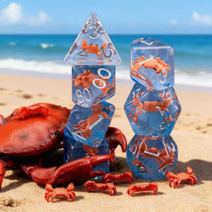 Resin Dice Set,Polyhedral Dice Crab Dice,RPG D&D Dice Set for Dungeons and Dragons MTG RPG Role Playing Games - color: Crab