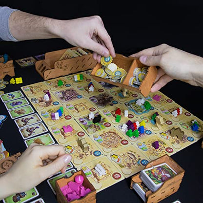 SMONEX Organizer Insert Compatible with Five Tribes and All Expansions - Ideal Board Game Organizer for Vertical Storage - Laser Engraved Insert Suitable for the 5 Tribes Board Game