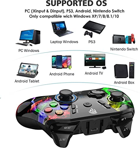 EasySMX Wireless PC Controller, Dual-Vibration Joystick Gamepad Computer Gaming Controller for PC Windows 7/8/10/11/12, Steam, Steam Deck, PS3, Switch, Android Mobile and Android TV BOX- Black