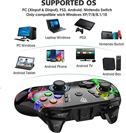 EasySMX Wireless PC Controller, Dual-Vibration Joystick Gamepad Computer Gaming Controller for PC Windows 7/8/10/11/12, Steam, Steam Deck, PS3, Switch, Android Mobile and Android TV BOX- Black