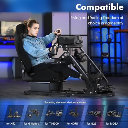 Marada Flight Racing Simulator Cockpit with Dual Shift Lever Platform Compatible with Thrustmaster, for PXN, for Logitech G29 G920 X56, Foldable sim Game Stand, Throttle Joystick Keyboard Not Included