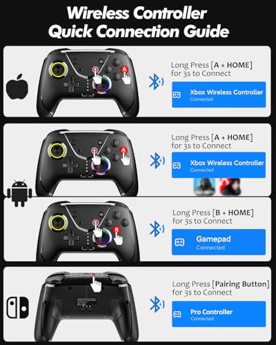 GMBACK Wireless Switch 2 Pro Controller with Home Wake Up & Loop Macros | Bluetooth Controller for Nintendo Switch 2/1/Lite/OLED/iPhone/Android/PC/Steam/TV with Vibration/6-Axis Gyro/Turbo/800mAh - color: Black