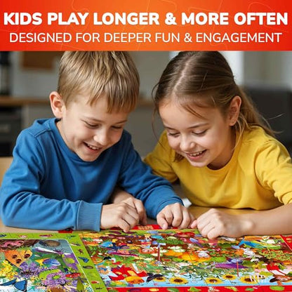 Puzzles for Kids Ages 6-8 - 4 x 60 Piece Jigsaw Kids Puzzles Ages 4-6 | Search & Find Kids Puzzles Ages 5-8 - Animals and Bugs - Educational Learning Gift for Toddlers 3 Year Olds - color: Birds & Bugs