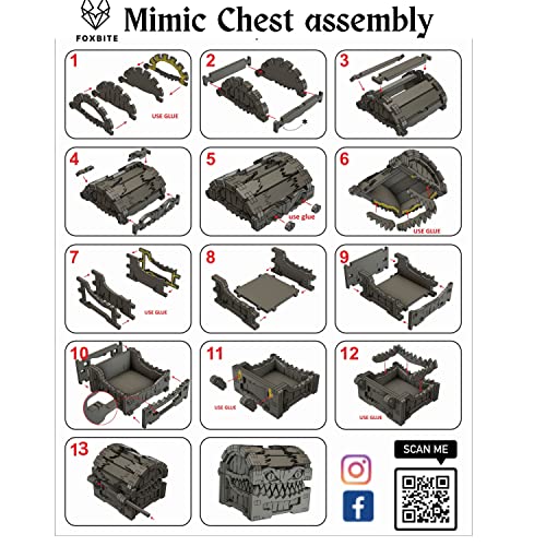 Mimic Chest for Dungeons and Dragons Tower with Tray Wood Laser Etched Cthulhu Portable and Collapsible Dice Roller Perfect for Board Game and Tabletop RPG