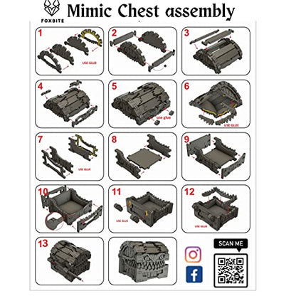 Mimic Chest for Dungeons and Dragons Tower with Tray Wood Laser Etched Cthulhu Portable and Collapsible Dice Roller Perfect for Board Game and Tabletop RPG