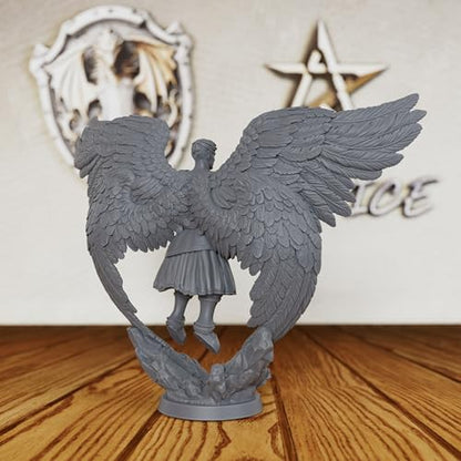 AUSPDICE 32mm Winged Celestial Guardian Unpainted DND Miniature AS503 | Solar Warrior Resin Fantasy Figure with Sword and Four Wings for Dungeons and Dragons, TTRPG Games and Dungeon Masters