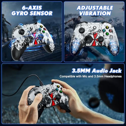 Xexvyrin Wireless for X-Box Controller, Compatible with X-box One X|S, Series PC, Special Edition Custom Controller 6-Axis Motion Control/3.5mm Audio Jack/Dual Vibration/Macro Function/Turbo（White）