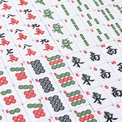 YMI Chinese Mahjong Set, “Aureum Spring” with 146 Tiles | A practical, portable Chinese Mahjong set with 146 tiles, dice, and wind indicator. Champagne vinyl case with gold accents. - color: Apple Green